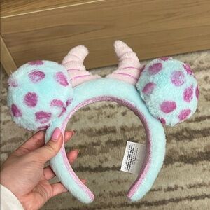 Monsters inc Sulley Plush Mint & Pink Polka Dot Character Ear Headband